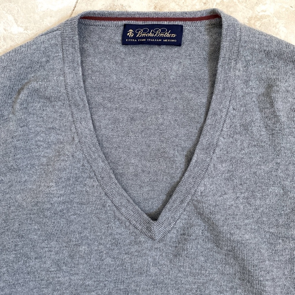 Brooks Brothers Merino Wool V-Neck Sweater